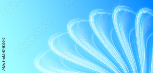 Soft blue curved lines of fresh smell. Waves showing a stream of clean fresh air.