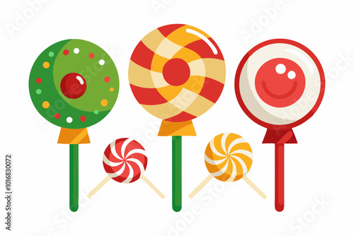 Colorful rainbow lollipop swirl isolated on white background