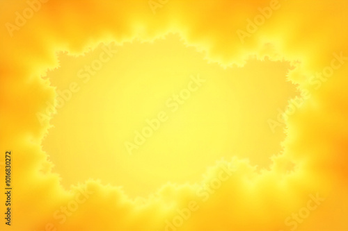 Abstract yellow fluffy frame with glowing effect, empty center for text