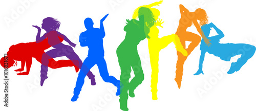 Street dancers dancing silhouette hip hop dance silhouettes poses set photo