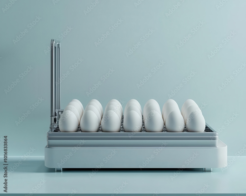 Smart egg-washing machine with sensors ensuring thorough cleaning and sanitation before packaging, Smart egg-washing machine, Hygienic, automated, smart