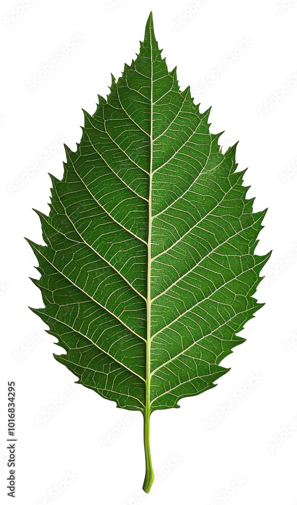 Green leaf illustration with serrated edges, transparent background Green leaf illustration with serrated edges, transparent background