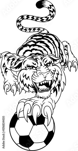 A tiger soccer football ball animal sports team mascot