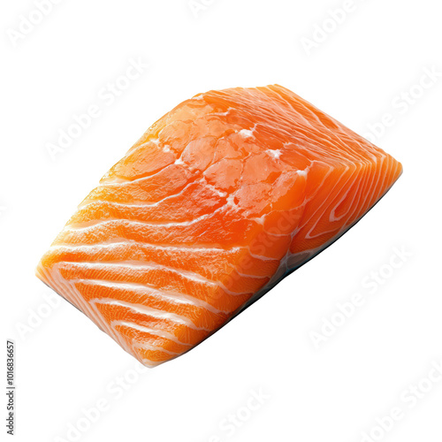 Fresh salmon fillet with vibrant orange color photo