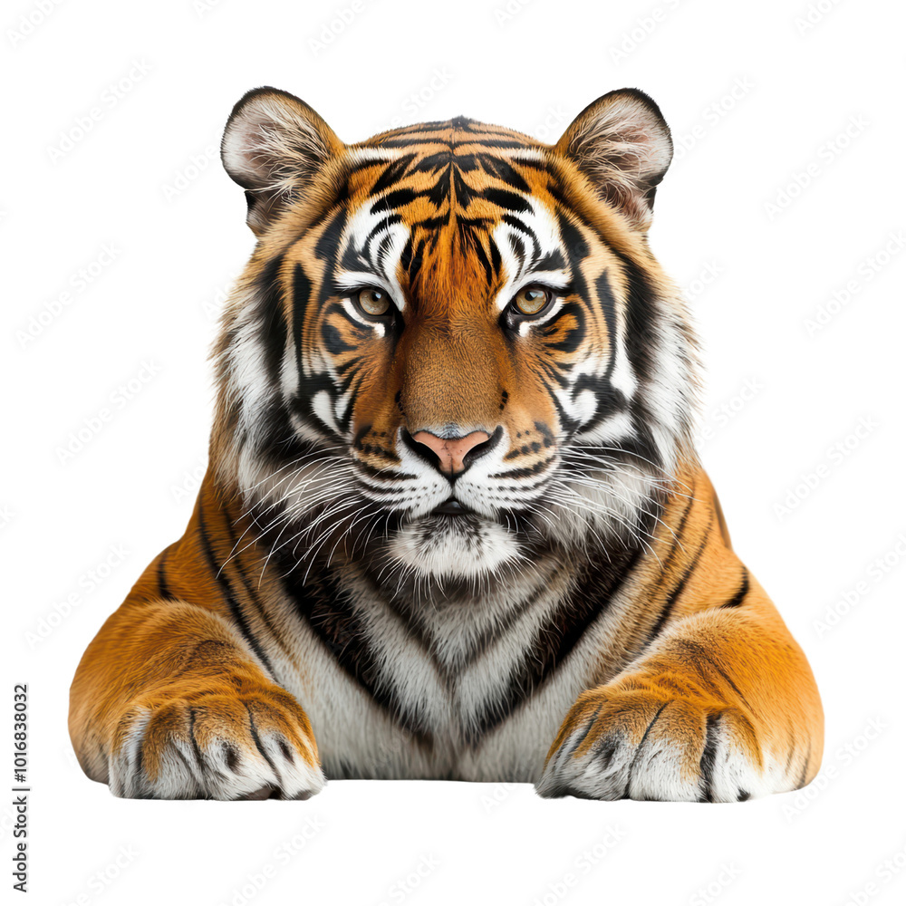 Fototapeta premium Majestic tiger resting with intense gaze