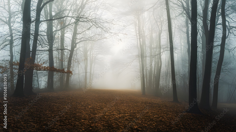 Naklejka premium fog in the forest