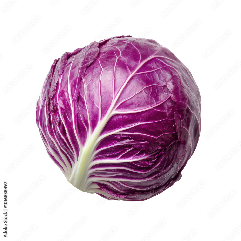 Fototapeta premium Fresh purple cabbage isolated on transparent background