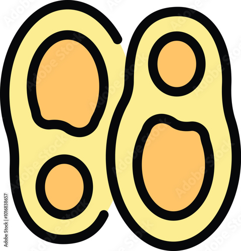 Simple icon of a zygote undergoing its first cell division, or cleavage, in the initial stages of mitosis