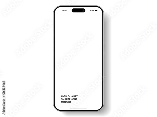 Realistic smartphone mockup. Mobile phone vector with isolated on white background. Device front view. 3D mobile phone with shadow. Realistic, high quality smart phone mockup for ui ux presentation.