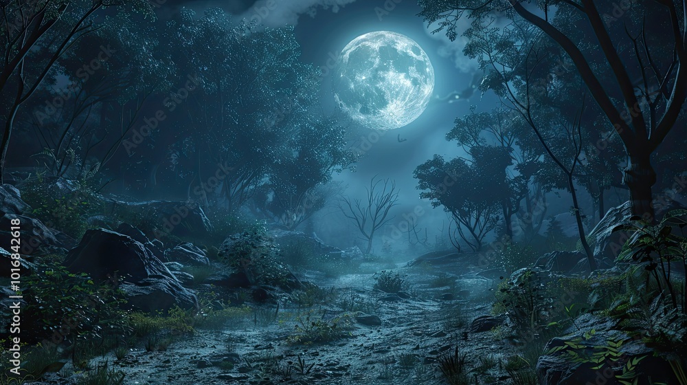 moonlight landscape in horror Halloween woods moonlight landscape in horror Halloween woods