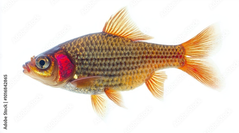 Rosy Barb is prominently displayed with its striking coloration and distinct characteristics on a white backdrop highlighting its beauty and uniqueness. Rosy Barb is prominently displayed with its striking coloration and distinct characteristics on a white backdrop highlighting its beauty and uniqueness.
