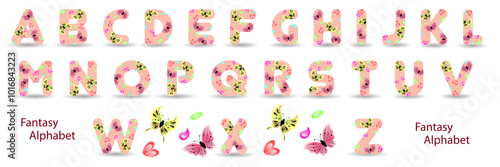 A fancy set of letters of the English alphabet. Cartoon style. Vector illustration.