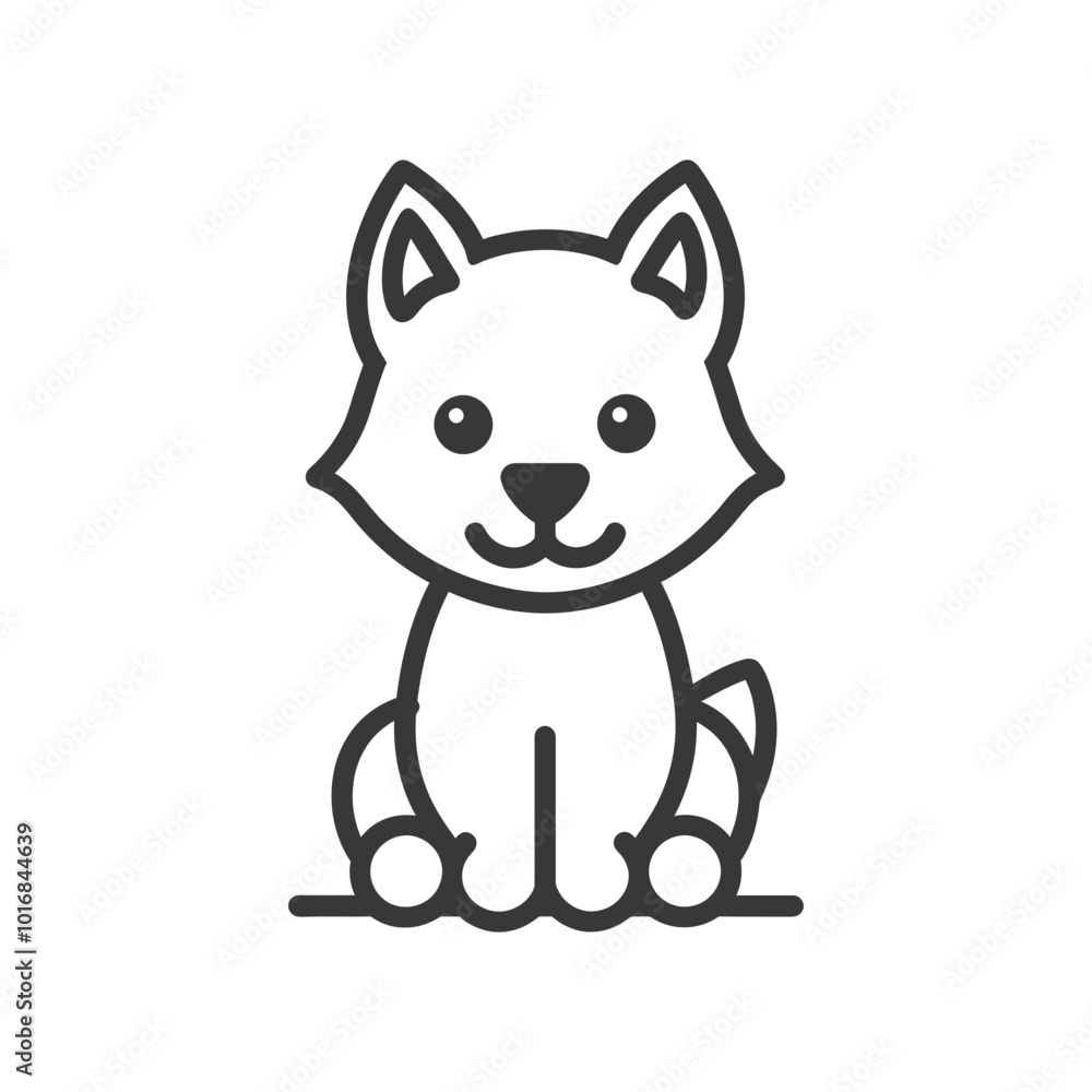 Line Drawing of a Cartoon Dog Sitting Down Line Drawing of a Cartoon Dog Sitting Down