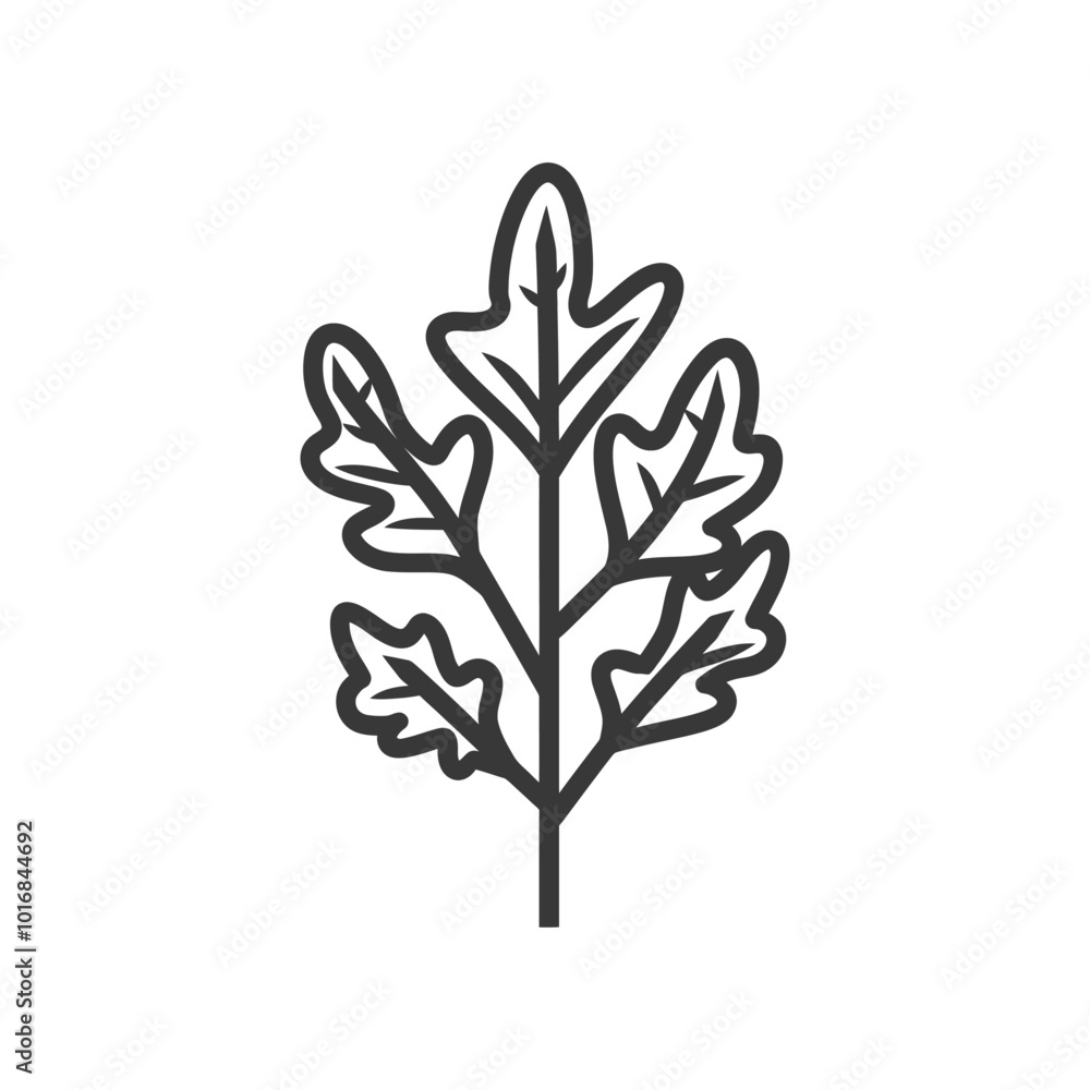 Line Drawing of a Branch with Five Leaves Line Drawing of a Branch with Five Leaves