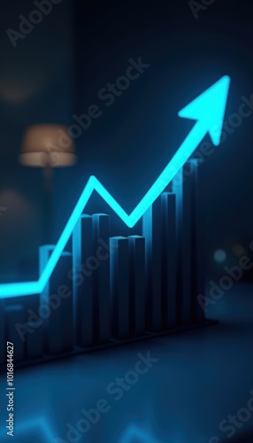 A glowing blue graph indicating growth and success, perfect for business, finance, and marketing visuals. photo