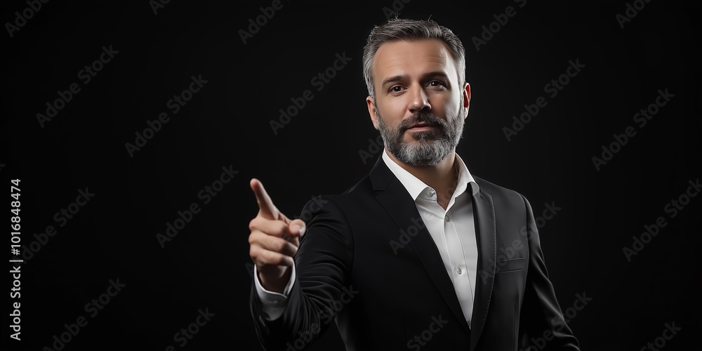 businessman pointing at copy space businessman pointing at copy space