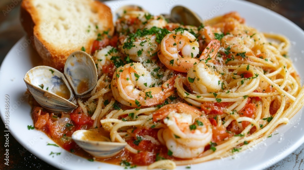 Shrimp and Clam Pasta with Fresh Herbs and Bread Shrimp and Clam Pasta with Fresh Herbs and Bread
