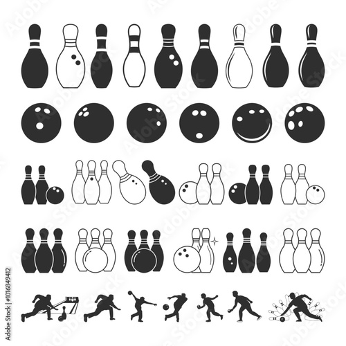 Bowling Ball and Pins. Bowling Team SVG Bundle Monogram Frame Love Bowling Squad Ball and Pins Bowling Club Clipart Cricut Silhouette Cameo Cut files