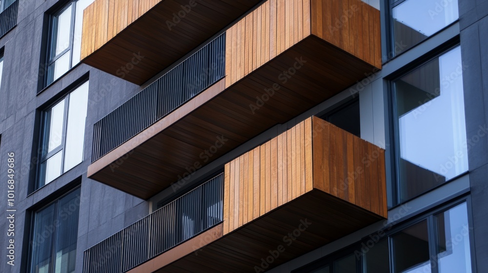 Modern elements in contemporary architecture.. Architectural details of a modern apartment building Modern elements in contemporary architecture.. Architectural details of a modern apartment building