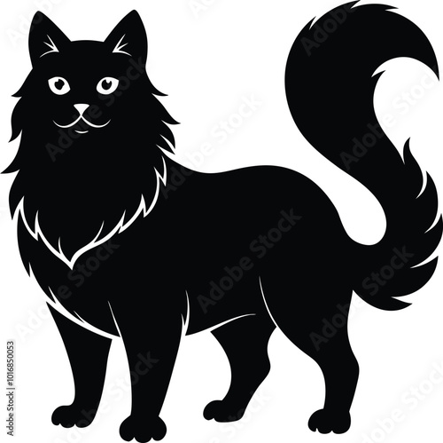 Persian cat silhouette vector art icon and logo black and white illustration design. photo