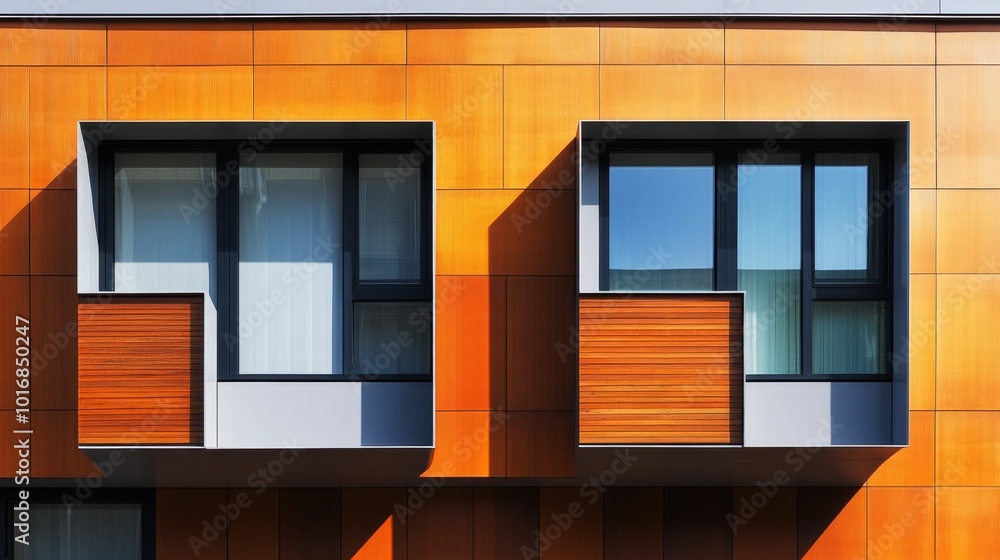 Modern elements in contemporary architecture.. Architectural details of a modern apartment building Modern elements in contemporary architecture.. Architectural details of a modern apartment building