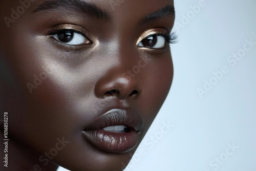 Intense Studio Lighting Highlights Close-Up of Black Woman's Lips