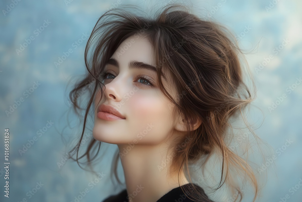 fashionable young woman captured in a stylish side profile showcasing her confidence and elegance against a softly blurred backdrop that enhances her chic look fashionable young woman captured in a stylish side profile showcasing her confidence and elegance against a softly blurred backdrop that enhances her chic look
