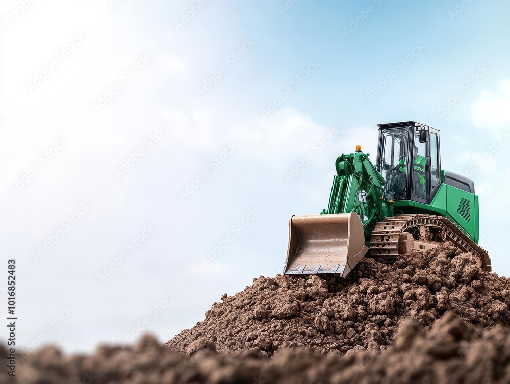 Loader with hybrid engine technology, combining fuel efficiency and power in a modern construction setting, Hybrid loader, Eco-friendly, powerful, efficient Loader with hybrid engine technology, combining fuel efficiency and power in a modern construction setting, Hybrid loader, Eco-friendly, powerful, efficient