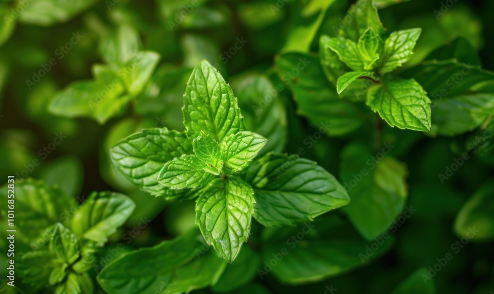 Mint leaves in close-up view with vibrant green color. Fresh and natural herbs for culinary and health concepts. Mint leaves in close-up view with vibrant green color. Fresh and natural herbs for culinary and health concepts.