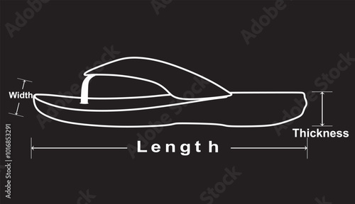 Flip flop  dimensions icon. vector illustration