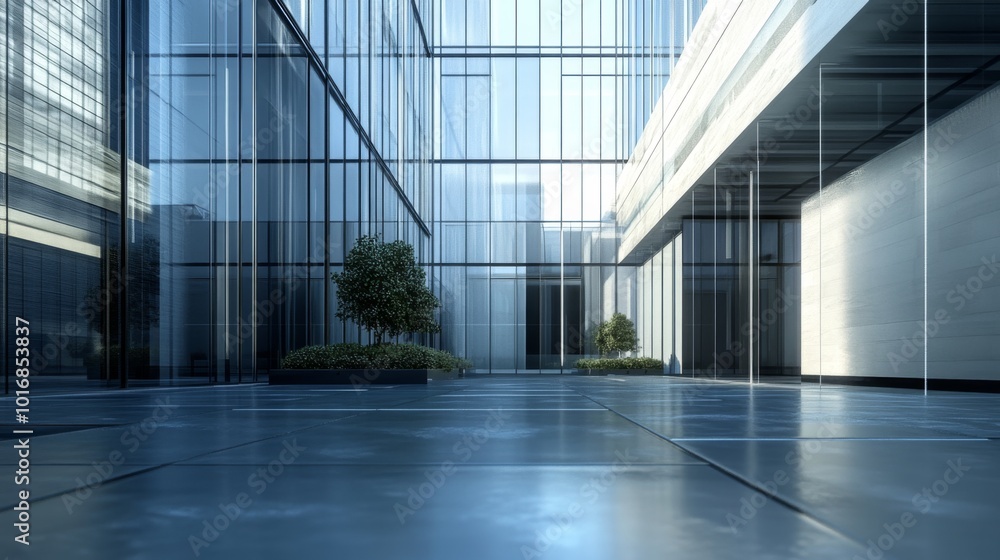 Modern glass wall commercial buildings exterior. Realist Modern glass wall commercial buildings exterior. Realist