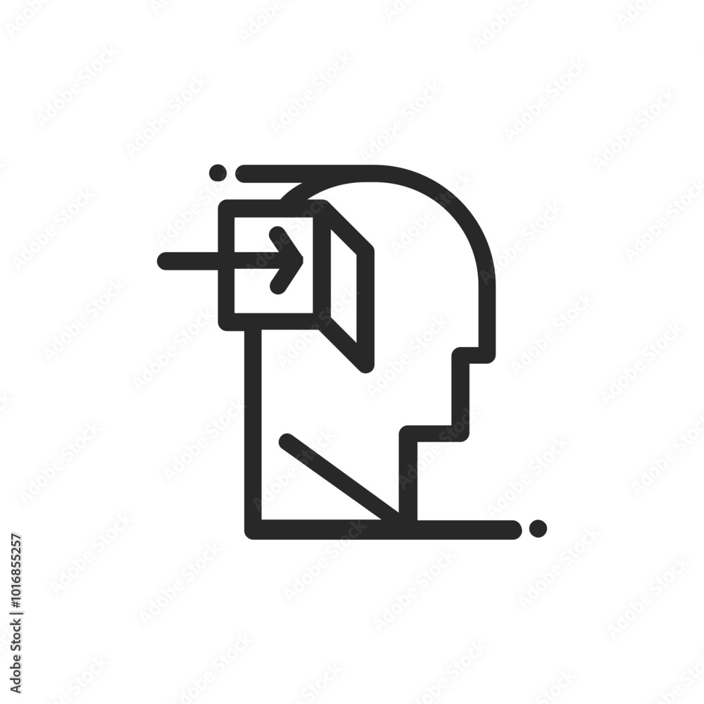 Psychology thin outline icon Human brain processes and consciously living personality traits. Vector illustration Psychology thin outline icon Human brain processes and consciously living personality traits. Vector illustration
