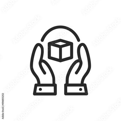 Psychology thin outline icon Human brain processes and consciously living personality traits. Vector illustration