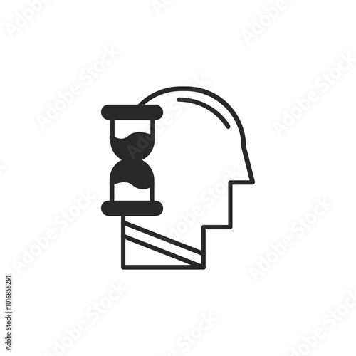 Psychology thin outline icon Human brain processes and consciously living personality traits. Vector illustration