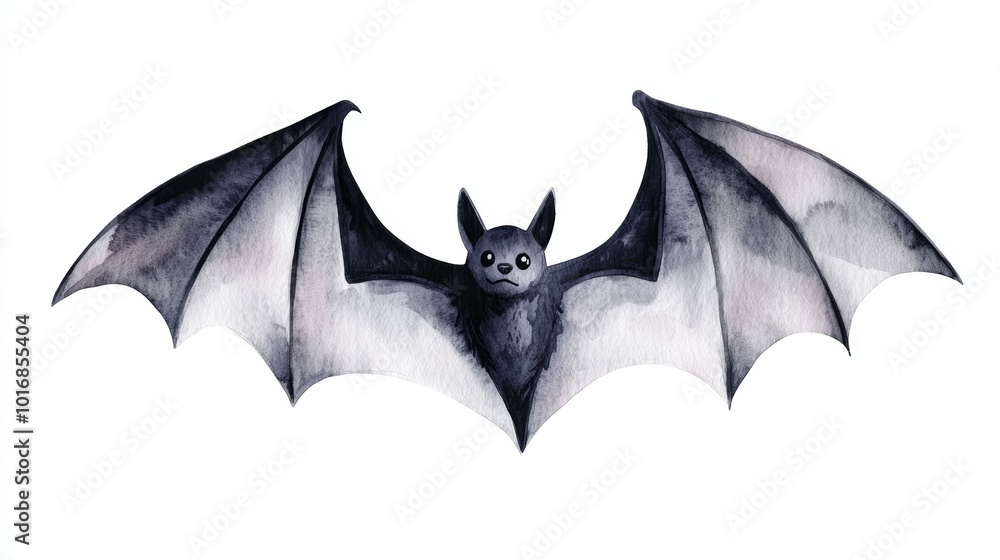 A detailed illustration of a bat with outstretched wings on a white isolated background. A detailed illustration of a bat with outstretched wings on a white isolated background.