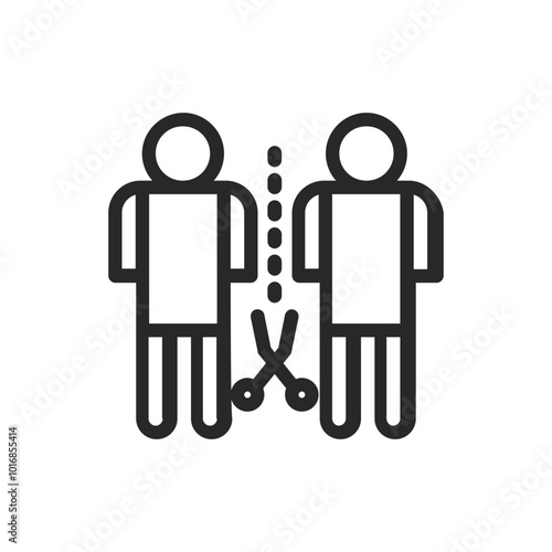 Psychology thin outline icon Human brain processes and consciously living personality traits. Vector illustration