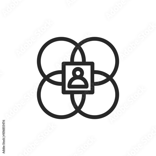 Psychology thin outline icon Human brain processes and consciously living personality traits. Vector illustration