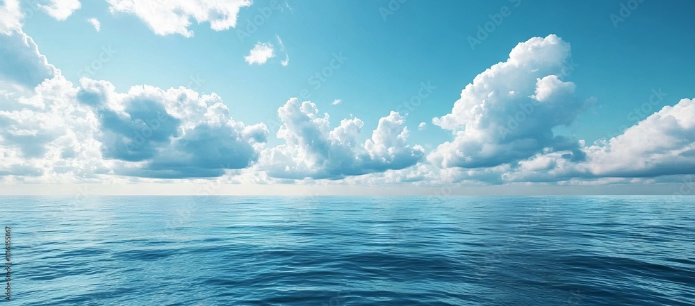 Panoramic View of a Calm Sea Under a Beautiful Blue Sky. AI generated illustration Panoramic View of a Calm Sea Under a Beautiful Blue Sky. AI generated illustration
