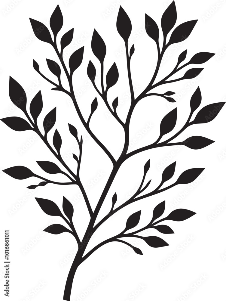 Naklejka premium Beautiful Tree Branch silhouette vector illustration isolated on a white background