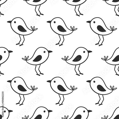 Sparrow Bird Seamless Pattern Doodle Background