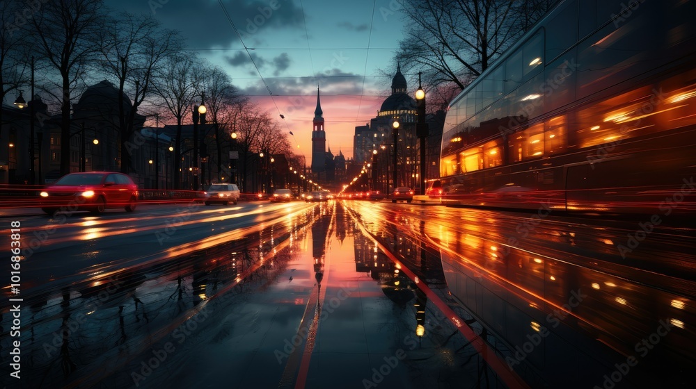 Urban traffic lights streaking at dusk Urban traffic lights streaking at dusk