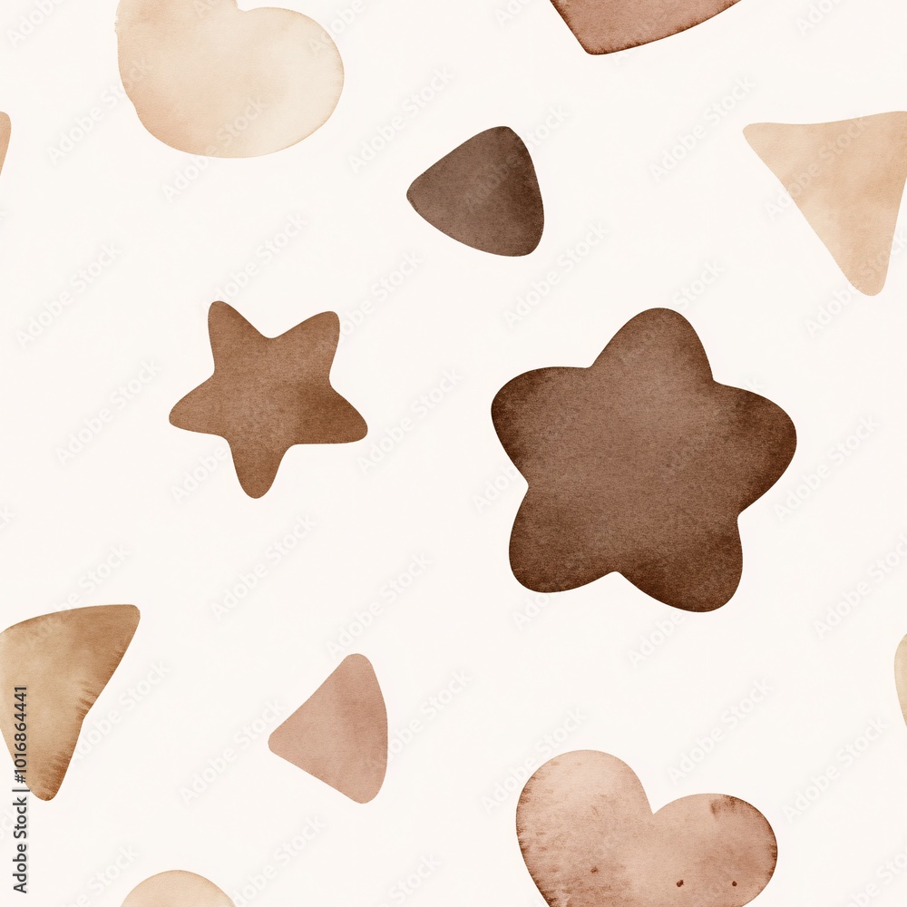 Obraz premium Watercolor Gingerbread Shapes for Creative Projects Seamless Pattern