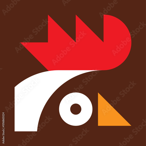 Logo de una gallina geométrica minimalista
