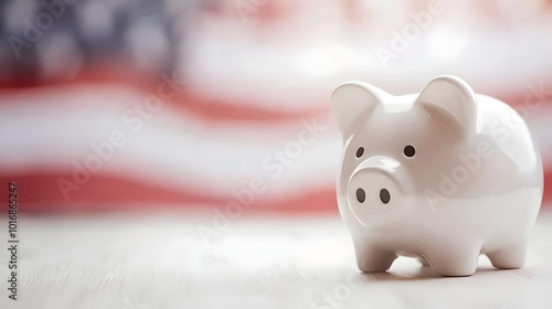 Patriotic USA Flag Piggy Bank - Symbolizing Investment in Future Savings and Secure Financial Planning for National Growth