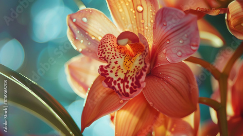 Orchids flower, close up, reworded photo