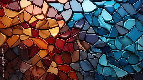 Vivid mosaic tiles forming abstract pattern