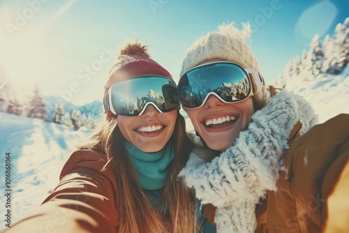 Thrilling Skiing Adventure with Friends in Snowy Mountains