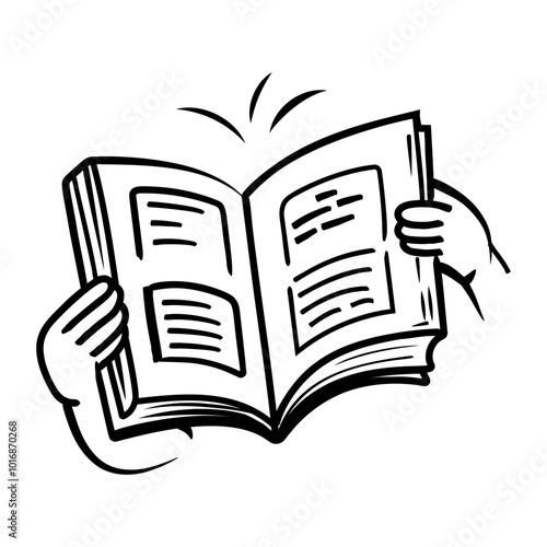 Flipping pages of a book, a drawing style icon 
