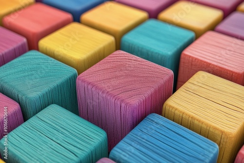 Colorful Wooden Blocks on a Vibrant Background