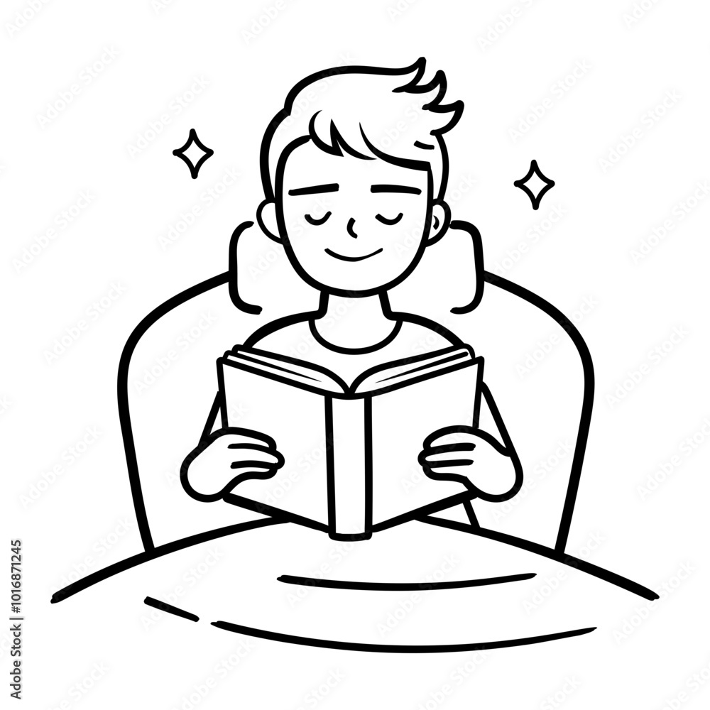 Cat reading a book, a doodle style icon Cat reading a book, a doodle style icon